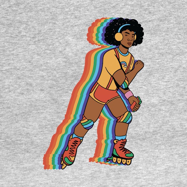 Vintage Roller Girl on Rollerblades // Rainbow Skater by SLAG_Creative